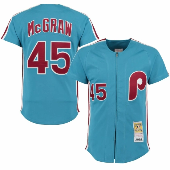 Men's Tug McGraw Light Blue 1980 Player Throwback Jersey