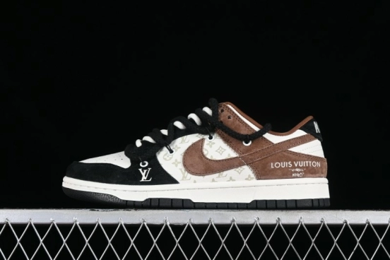 Nike SB Dunk Low LV Collaboration - Black Brown Fade Anniversary Custom Low-Top Casual Sneakers - SJ2068-233