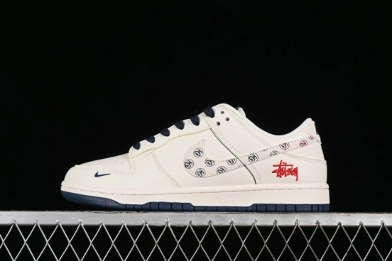 Nike SB Dunk Low Stussy Collaboration - Off White Floral Swoosh Anniversary High-End Custom Low-Top Casual Skate Shoes - XY1688-001