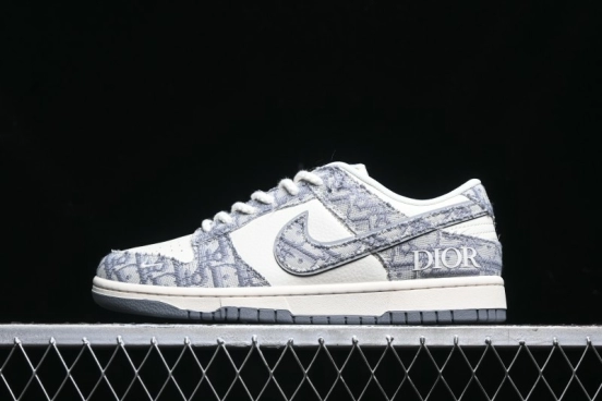Nike SB Dunk Low Dior Collaboration - Woven Grey Check Anniversary High-End Custom Low-Top Casual Skate Shoes - YX5066-247