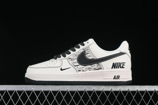 Nike Air Force 1 '07 Low Custom Casual Sneakers with Multiple Swoosh Design - HH7518-068