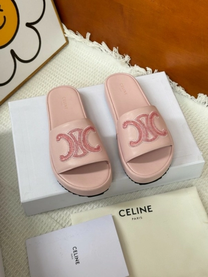 2025 CELINE Pink Leather Slippers