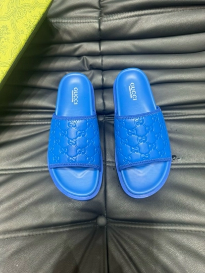 2024 Slippers Gucci Blue Leather Slippers MJ00200