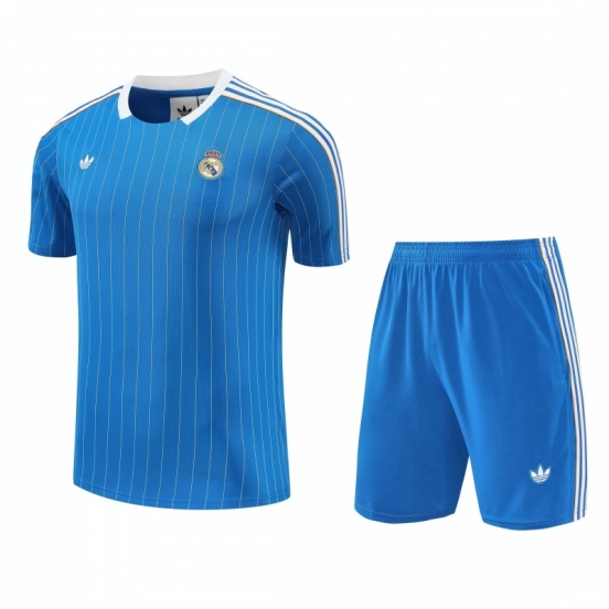 25/26 Real Madrid Adidas Original Blue Short Sleeve Jersey+Shorts
