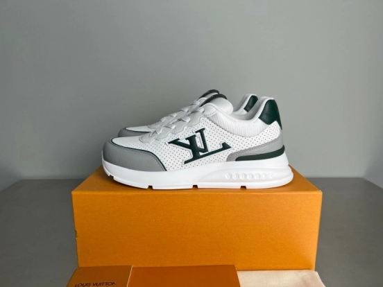 Lv Classic Leather Round Toe Lace-Up Low Top Casual Shoes - YC